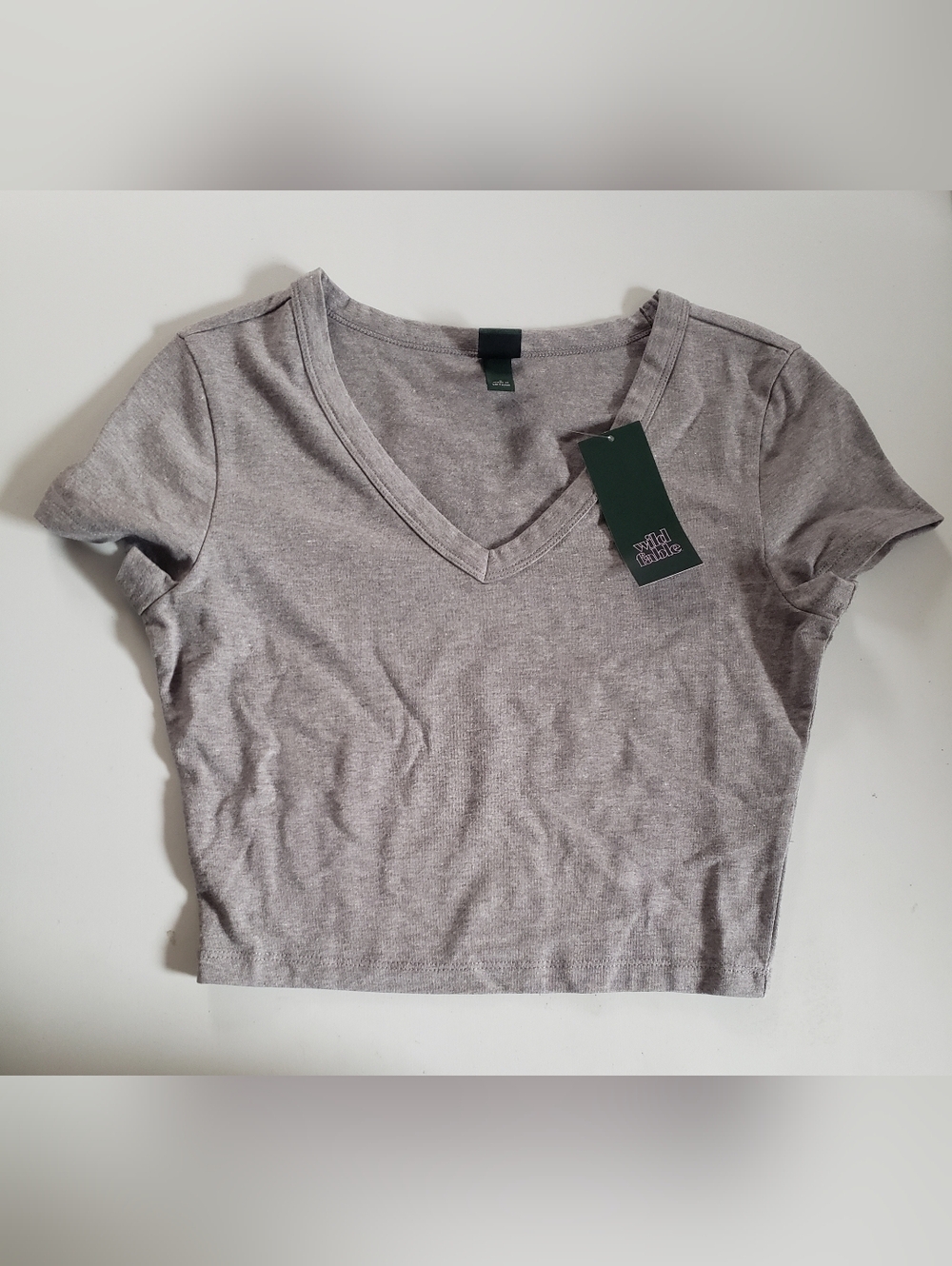 wild fable Heather Gray V-Neck Crop Tee